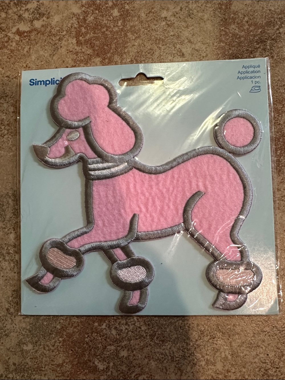 Simplicity Pink Poodle Dog Applique Clothing Iron On Patch, 6" x 6.25"